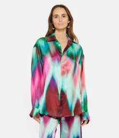 OUD Chemise Pippa Tie And Dye Soie Bleu Rose -Majestic Filatures shop oudpi look20230118 373