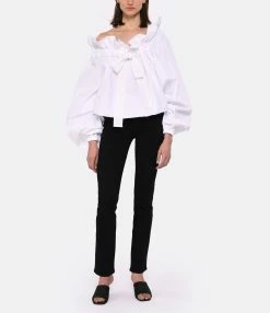 PATOU Blouse Manches Ballon Coton Blanc -Majestic Filatures shop patou look20230223 57