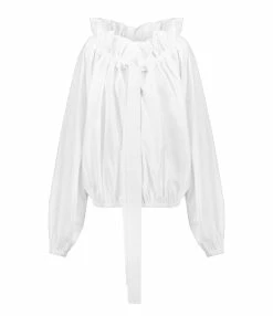 PATOU Blouse Manches Ballon Coton Blanc