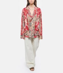 PIERRE-LOUIS MASCIA Veste Febo Soie Imprimé Rose -Majestic Filatures shop plmas look20220329 16