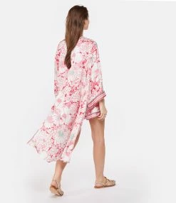 Poupette St Barth Kimono Long Erica Satin Rose -Majestic Filatures shop psbar look20230126 521