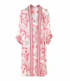 Poupette St Barth Kimono Long Erica Satin Rose