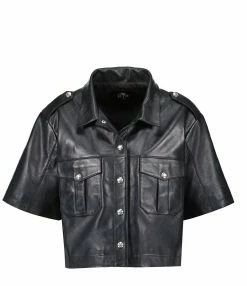 RAIINE Veste Chemise Baird Cuir Noir