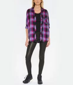 RAILS Chemise Hunter Navy Magenta Sky -Majestic Filatures shop rails look20221027 297