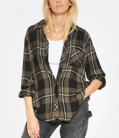 RAILS Chemise Hunter Black Olive Ivory -Majestic Filatures shop rails look20221027 380