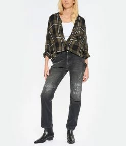 RAILS Chemise Hunter Black Olive Ivory -Majestic Filatures shop rails look20221027 389