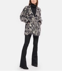 ROBERTO COLLINA Cardigan Ceinturé Laine Imprimé Navy -Majestic Filatures shop rcoll look20220817 151