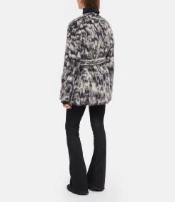 ROBERTO COLLINA Cardigan Ceinturé Laine Imprimé Navy -Majestic Filatures shop rcoll look20220817 154