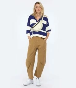 ROBERTO COLLINA Polo Rayures Coton Écru Marine -Majestic Filatures shop rcoll look20230117 377