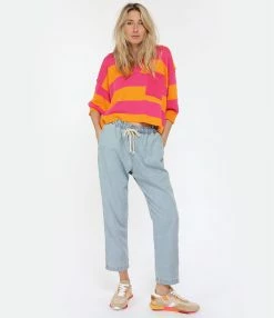 ROBERTO COLLINA Polo Rayures Coton Fuschia Orange -Majestic Filatures shop rcoll look20230117 452