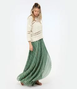 ROBERTO COLLINA Pull Crochet Coton Bio Écru -Majestic Filatures shop rcoll look20230117 508