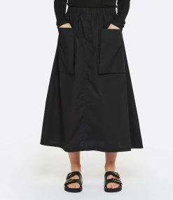 ROBERTO COLLINA Jupe Mi Longue Noir Poches -Majestic Filatures shop rcoll look20230118 219