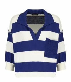 ROBERTO COLLINA Polo Rayures Coton Écru Marine