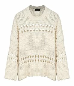 ROBERTO COLLINA Pull Crochet Coton Bio Écru