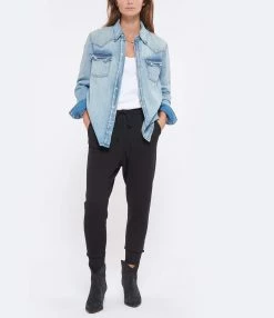 RE/DONE Chemise 50s Sawtooth Western Denim Heritage Light -Majestic Filatures shop redon look20220831 326