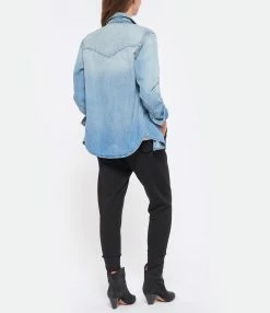 RE/DONE Chemise 50s Sawtooth Western Denim Heritage Light -Majestic Filatures shop redon look20220831 328