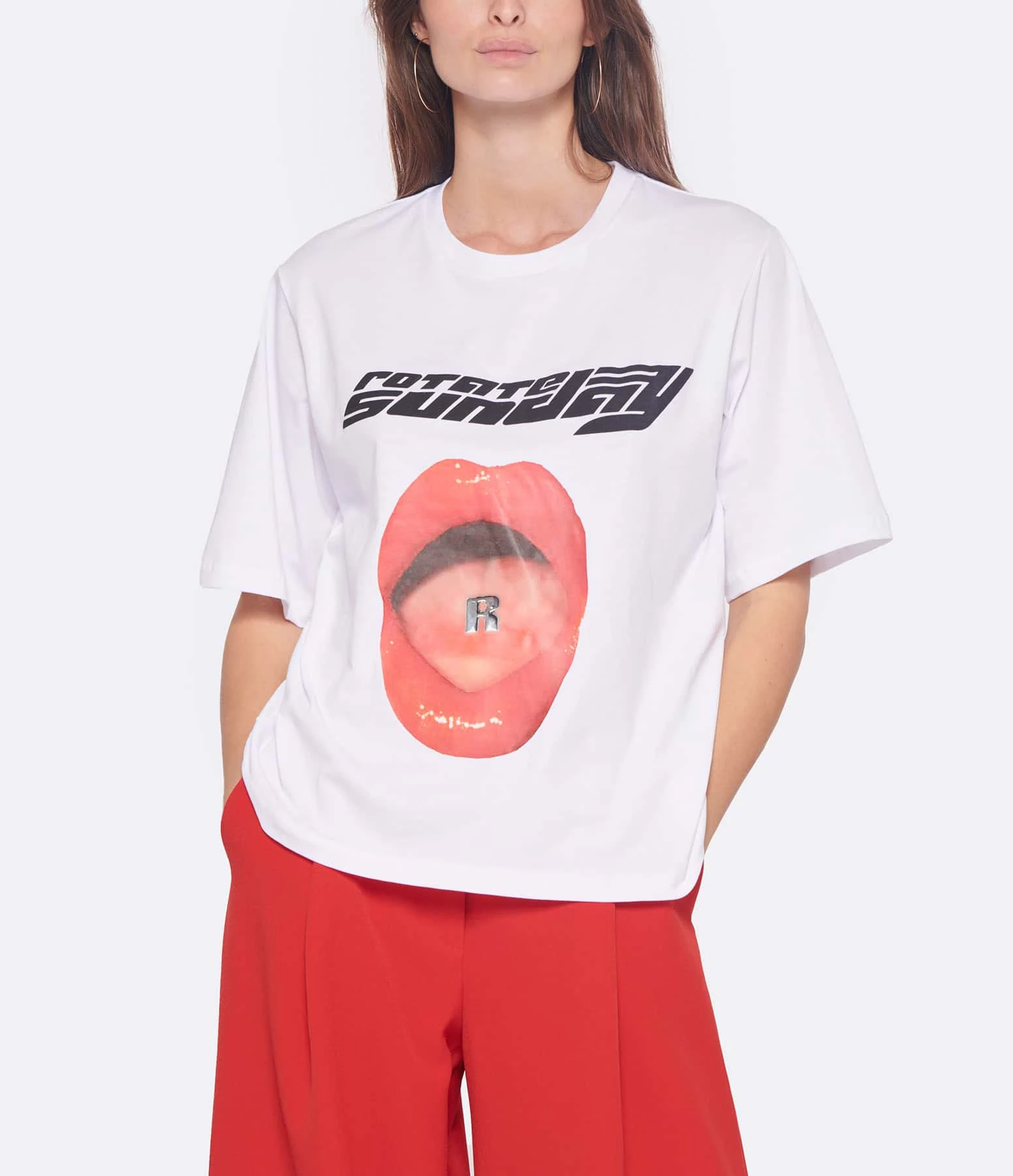 ROTATE Tee-shirt Lips Coton Blanc, Capsule Sunday 3 ROTATE Tee-shirt Lips Coton Blanc, Capsule Sunday – Image 3