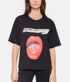 ROTATE Tee-shirt Lips Coton Noir, Capsule Sunday -Majestic Filatures shop rotat look20221102 274