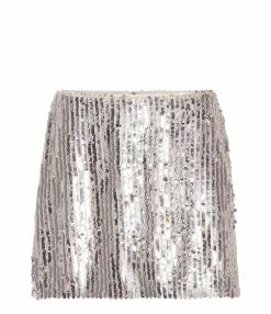 ROTATE Jupe Mini Oliria Sequin Argenté