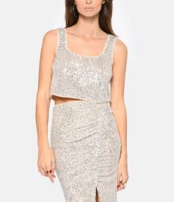 SELF PORTRAIT Top Sequins Argenté 8 SELF PORTRAIT Top Sequins Argenté -Majestic Filatures shop selfp look20221102 45