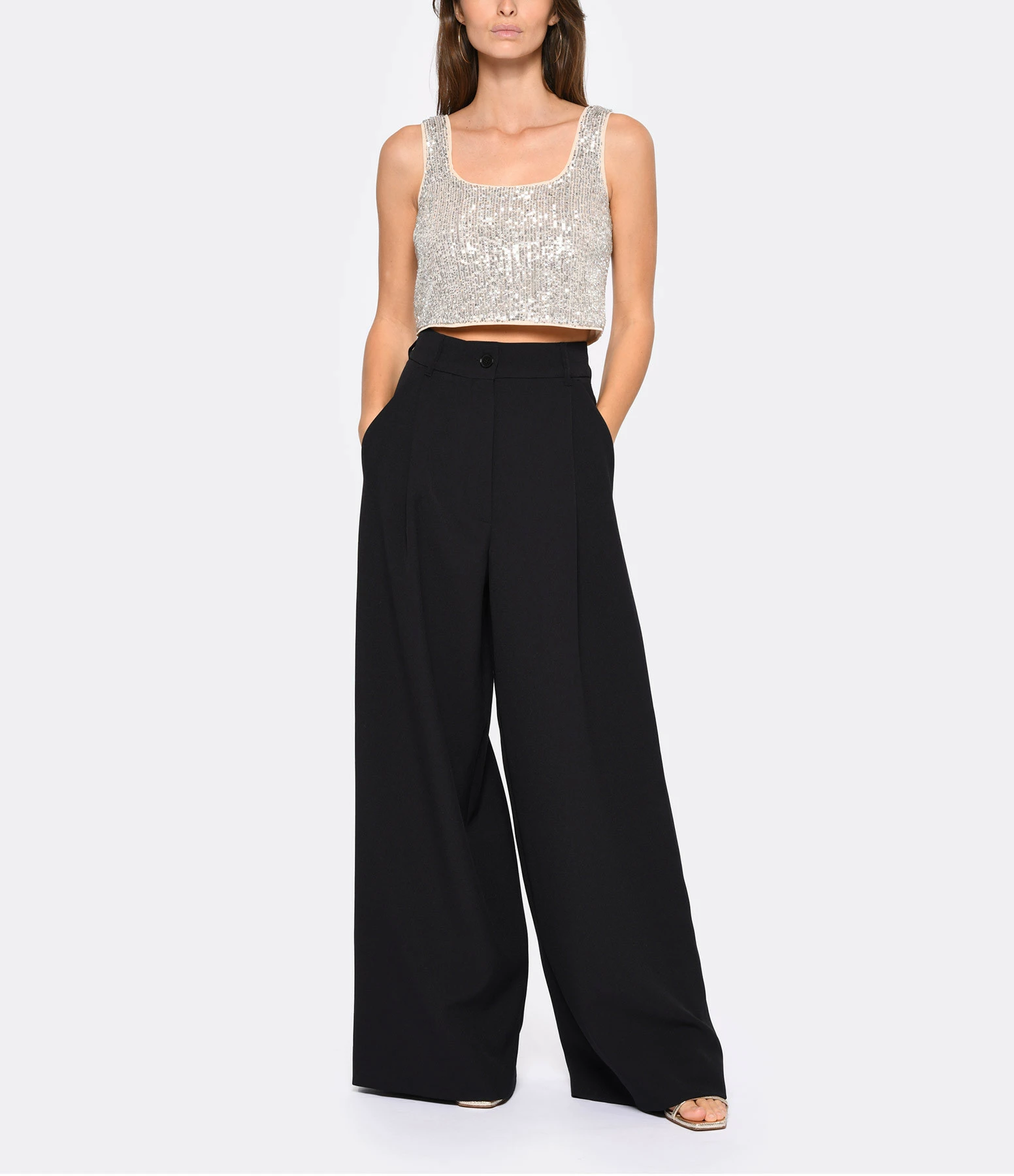 SELF PORTRAIT Top Sequins Argenté 6 SELF PORTRAIT Top Sequins Argenté – Image 6