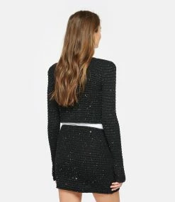 SELF PORTRAIT Veste Sequins Noir -Majestic Filatures shop selfp look20230118 127