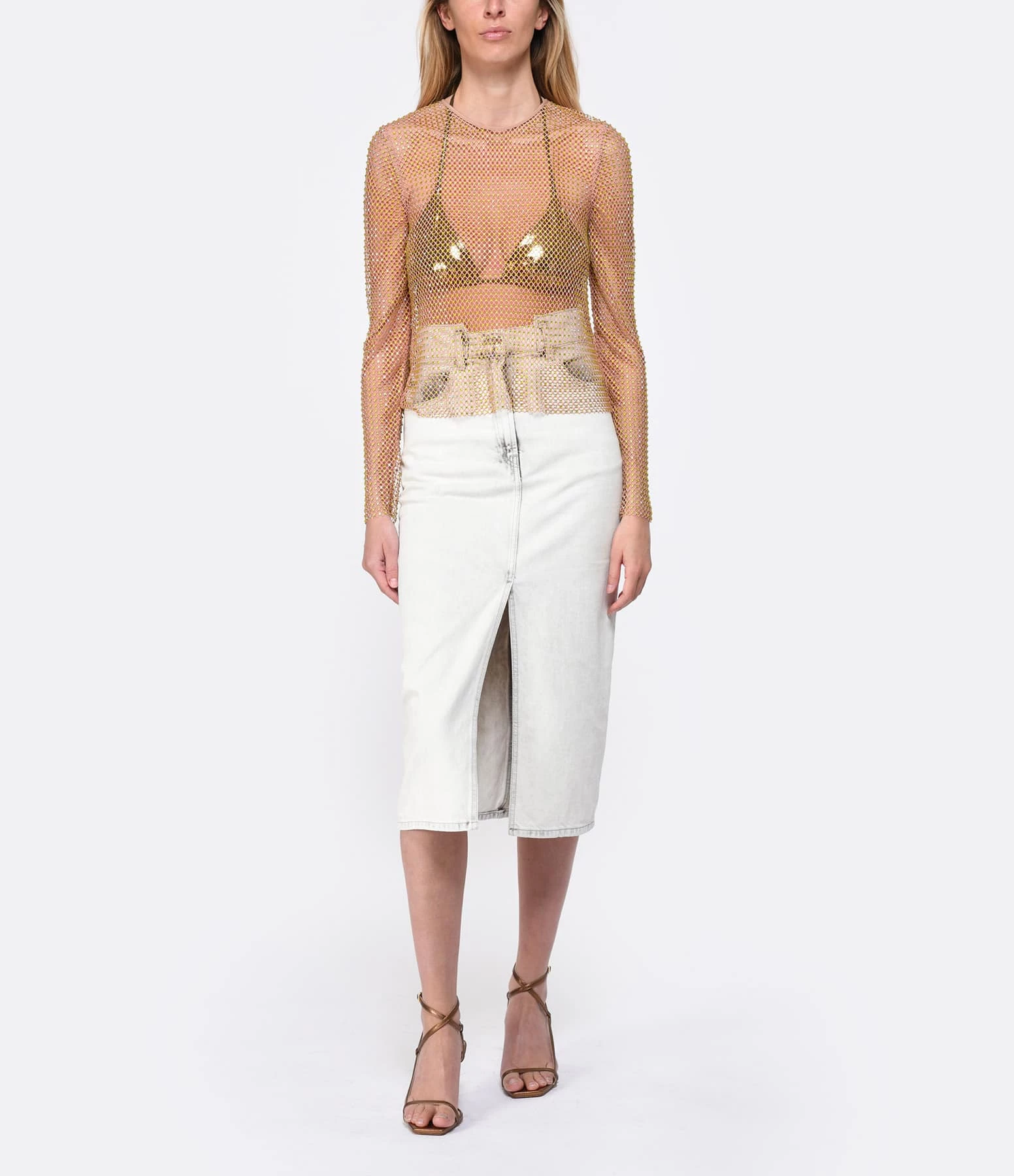 SELF PORTRAIT Top Hotfix Résille Fauve 3 SELF PORTRAIT Top Hotfix Résille Fauve – Image 3