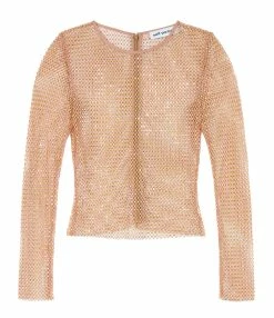 SELF PORTRAIT Top Hotfix Résille Fauve