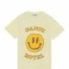 Ganni Tee-shirt Smiley Coton Jaune