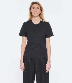 Tara Jarmon Tee-shirt Tampa Coton Noir -Majestic Filatures shop taraj look20230207 158