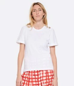 Tara Jarmon Tee-shirt Tampa Coton Blanc 6 Tara Jarmon Tee-shirt Tampa Coton Blanc -Majestic Filatures shop taraj look20230207 538