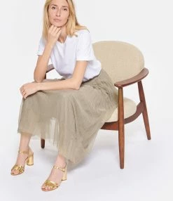 Tara Jarmon Jupe Longue Juillet Mastic -Majestic Filatures shop taraj look20230207 553