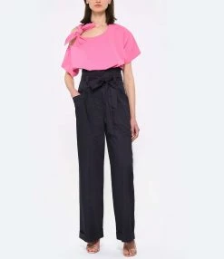 Tara Jarmon Tee-shirt Tarabow Coton Rose -Majestic Filatures shop taraj look20230223 270 1