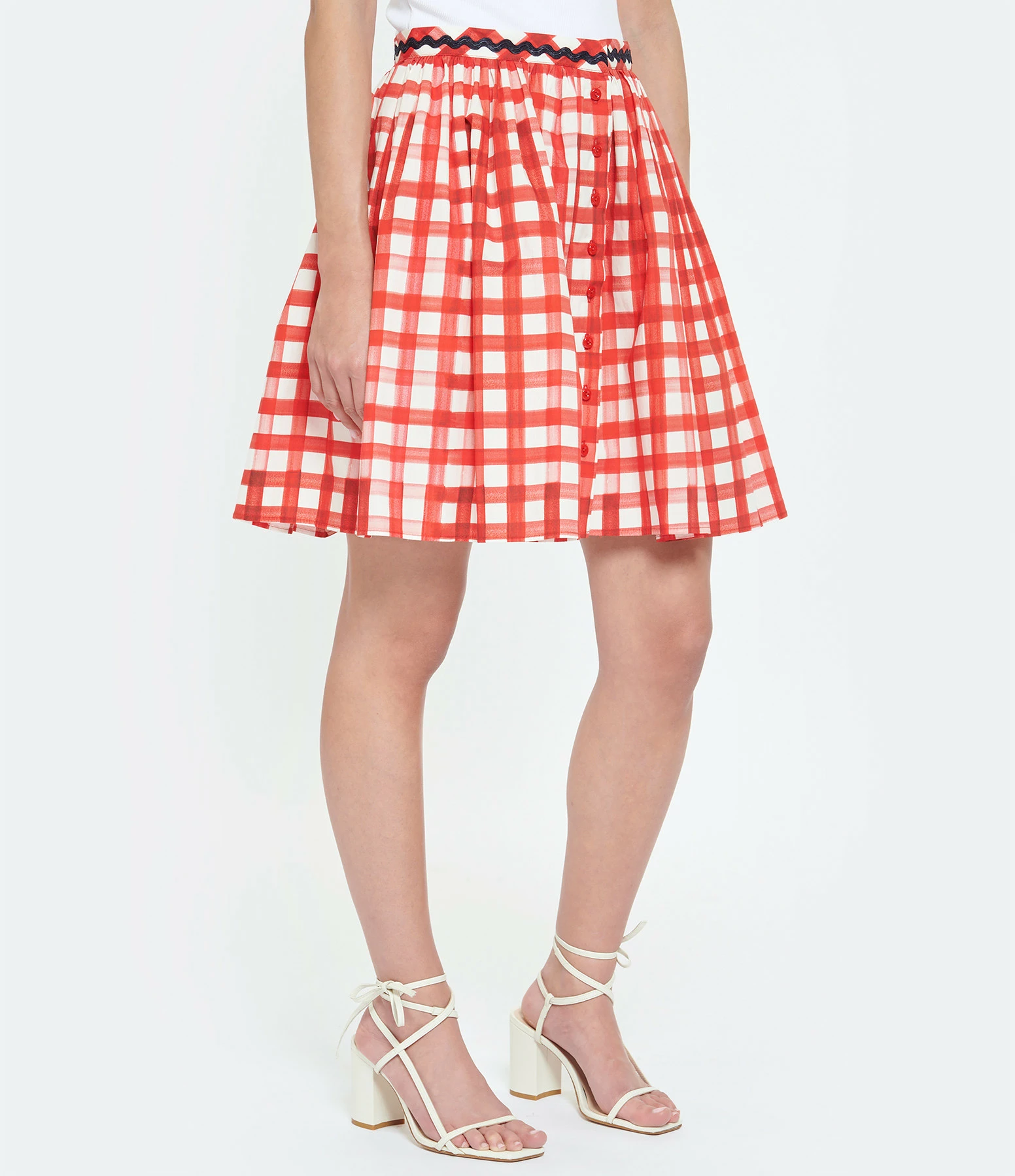 Tara Jarmon Jupe Courte Joilita Coton Rouge 4 Tara Jarmon Jupe Courte Joilita Coton Rouge – Image 4