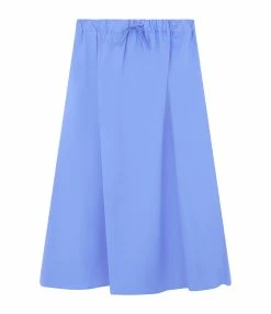 LOULOU STUDIO Jupe Midi Teli Coton Bleu