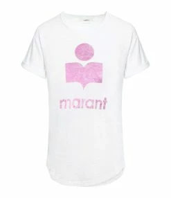 MARANT ÉTOILE Tee-shirt Koldi Lin Rose Blanc