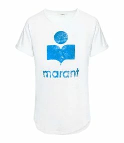 MARANT ÉTOILE Tee-shirt Koldi Lin Blanc Bleu