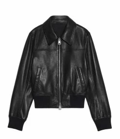 AMI Paris Veste Unisexe Cuir Agneau Noir