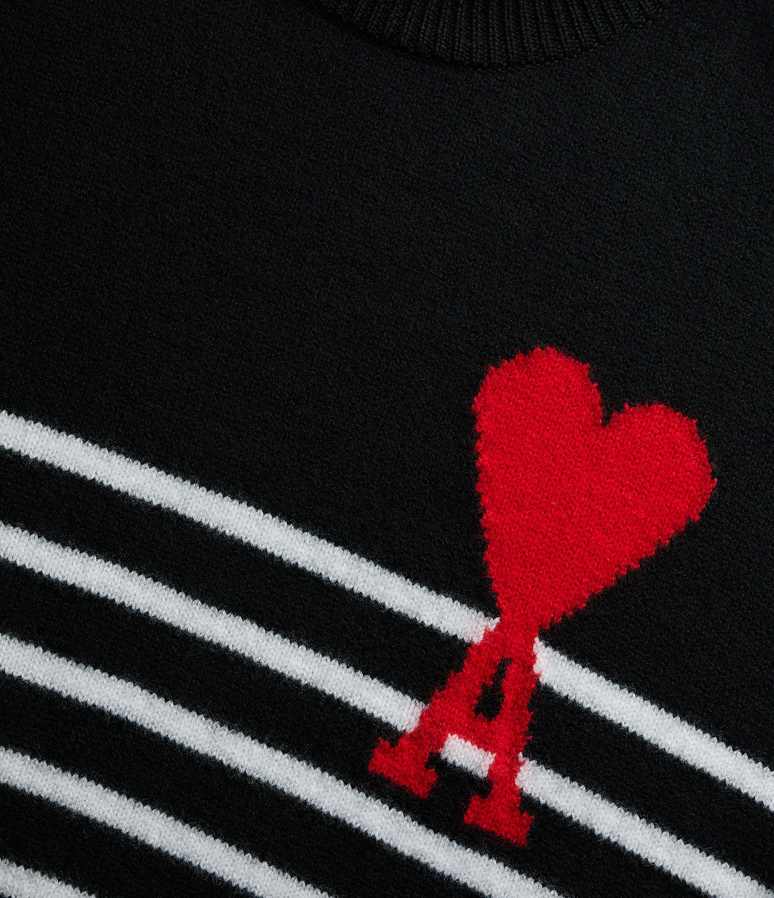 AMI Paris Pull Marinière Unisexe Ami De Cœur Laine Noir Blanc Rouge 2 AMI Paris Pull Marinière Unisexe Ami De Cœur Laine Noir Blanc Rouge – Image 2