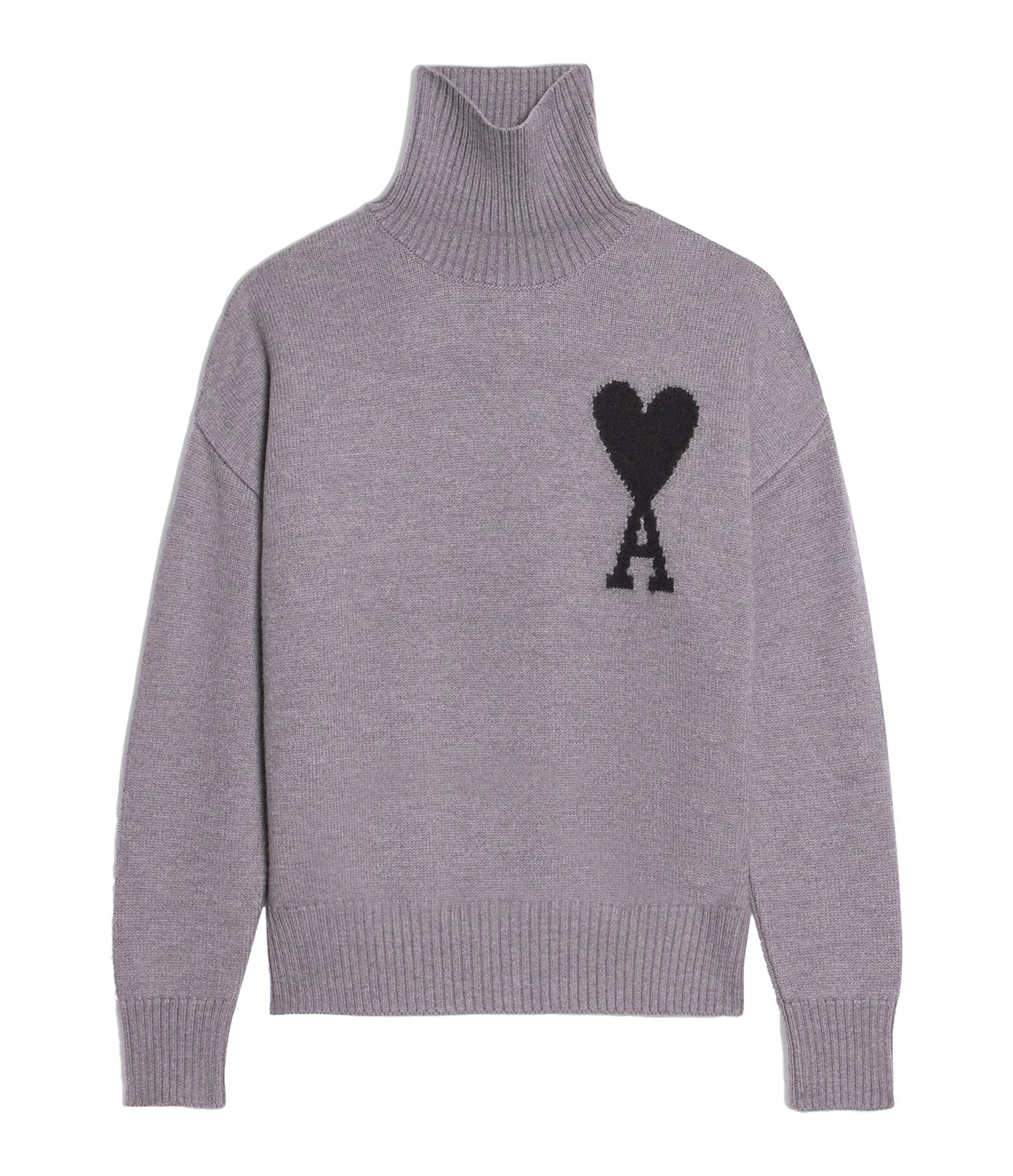 AMI Paris Pull Unisexe Ami De Cœur Laine Gris Noir 1 AMI Paris Pull Unisexe Ami De Cœur Laine Gris Noir