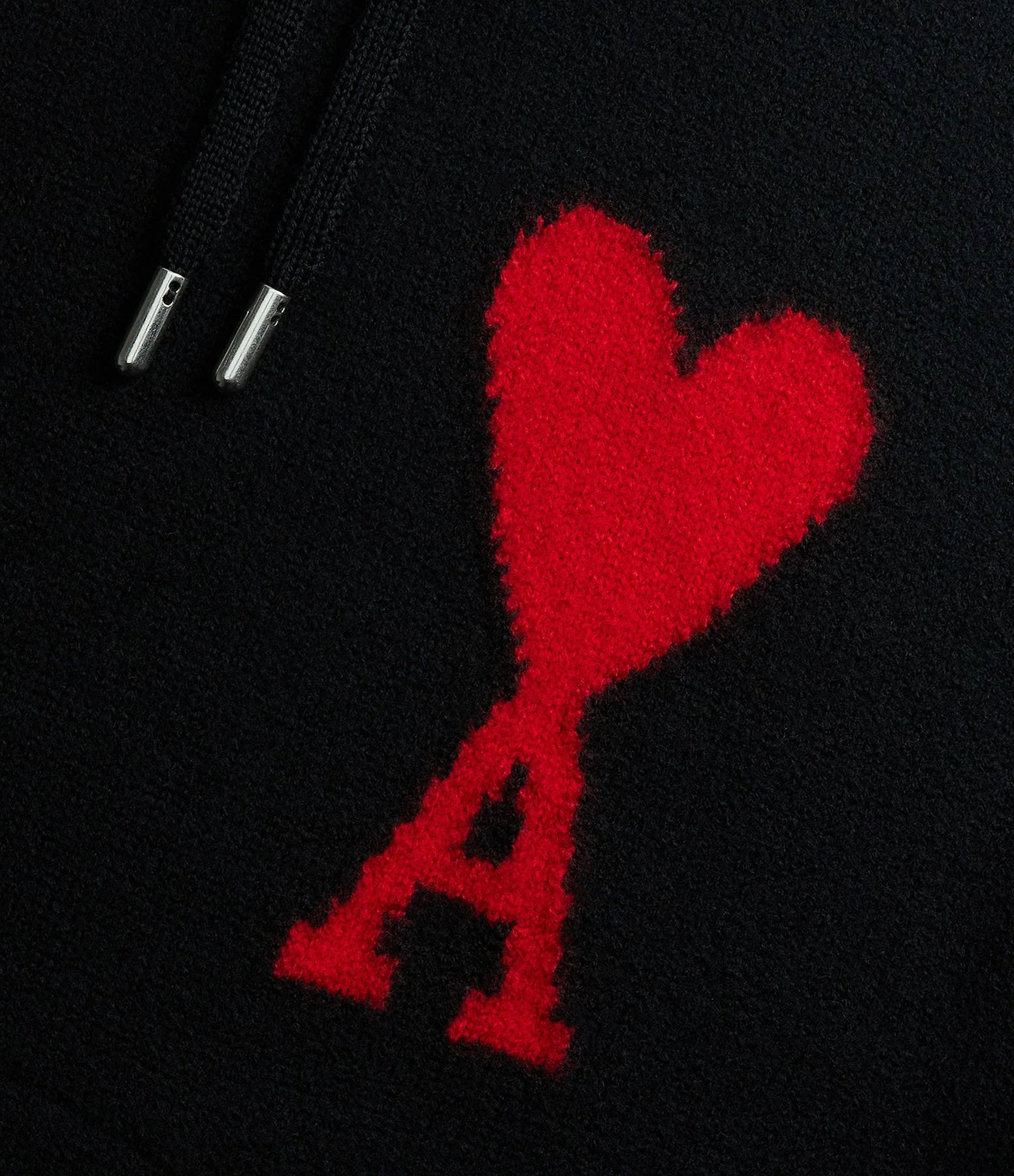AMI Paris Pull Hoodie Unisexe Ami De Cœur Laine Noir Rouge 2 AMI Paris Pull Hoodie Unisexe Ami De Cœur Laine Noir Rouge – Image 2