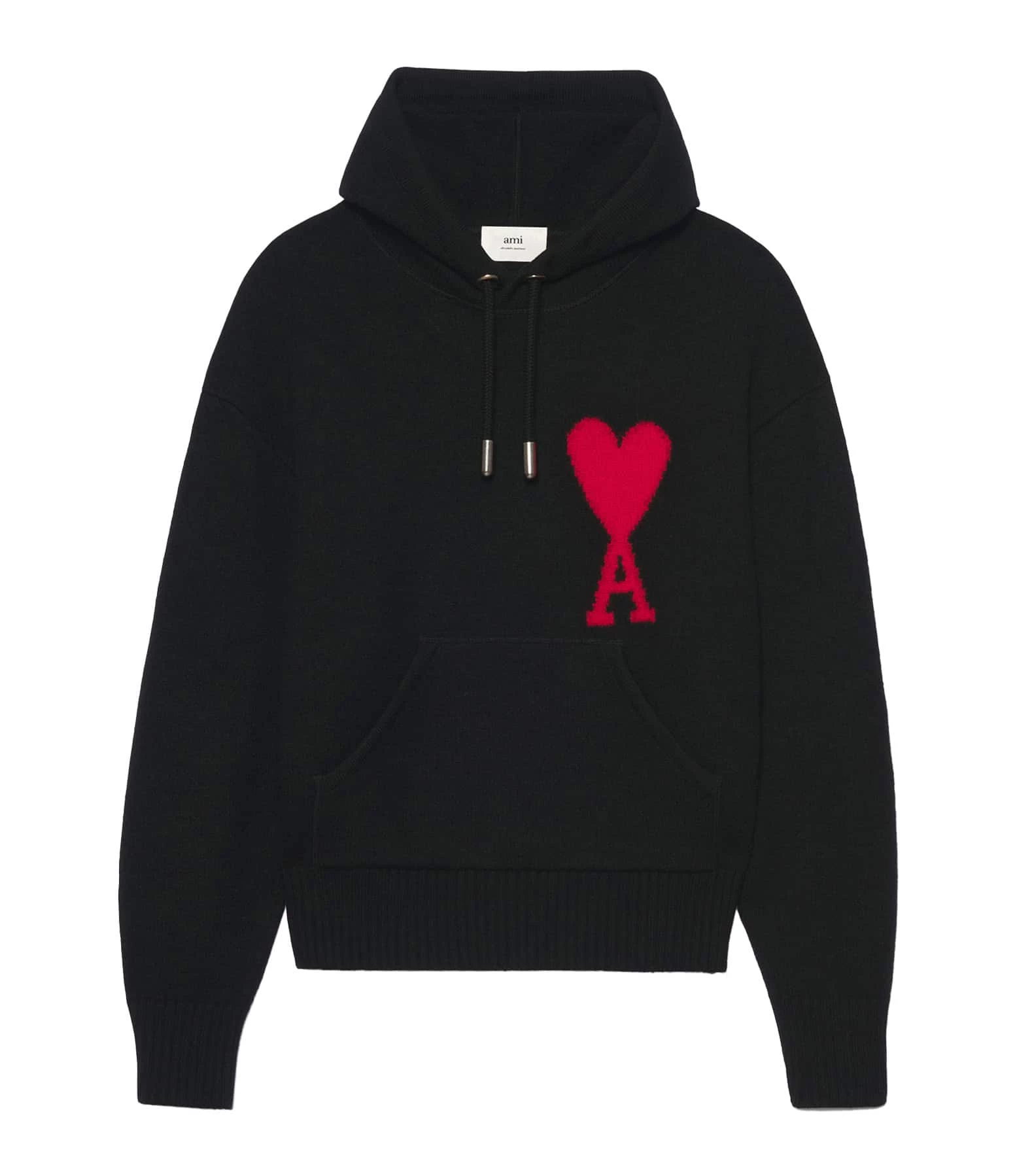 AMI Paris Pull Hoodie Unisexe Ami De Cœur Laine Noir Rouge 1 AMI Paris Pull Hoodie Unisexe Ami De Cœur Laine Noir Rouge