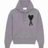 AMI Paris Pull Hoodie Unisexe Ami De Cœur Laine Gris Noir
