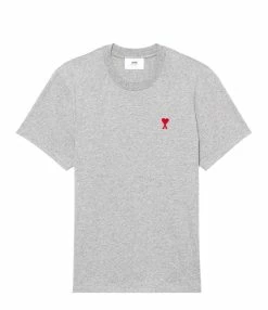 AMI Paris Tee-shirt Unisexe Ami De Cœur Coton Bio Gris Chiné
