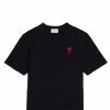 AMI Paris Tee-shirt Unisexe Ami De Cœur Coton Biologique Noir Rouge