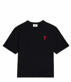 AMI Paris Tee-shirt Unisexe Ami De Cœur Coton Biologique Noir Rouge
