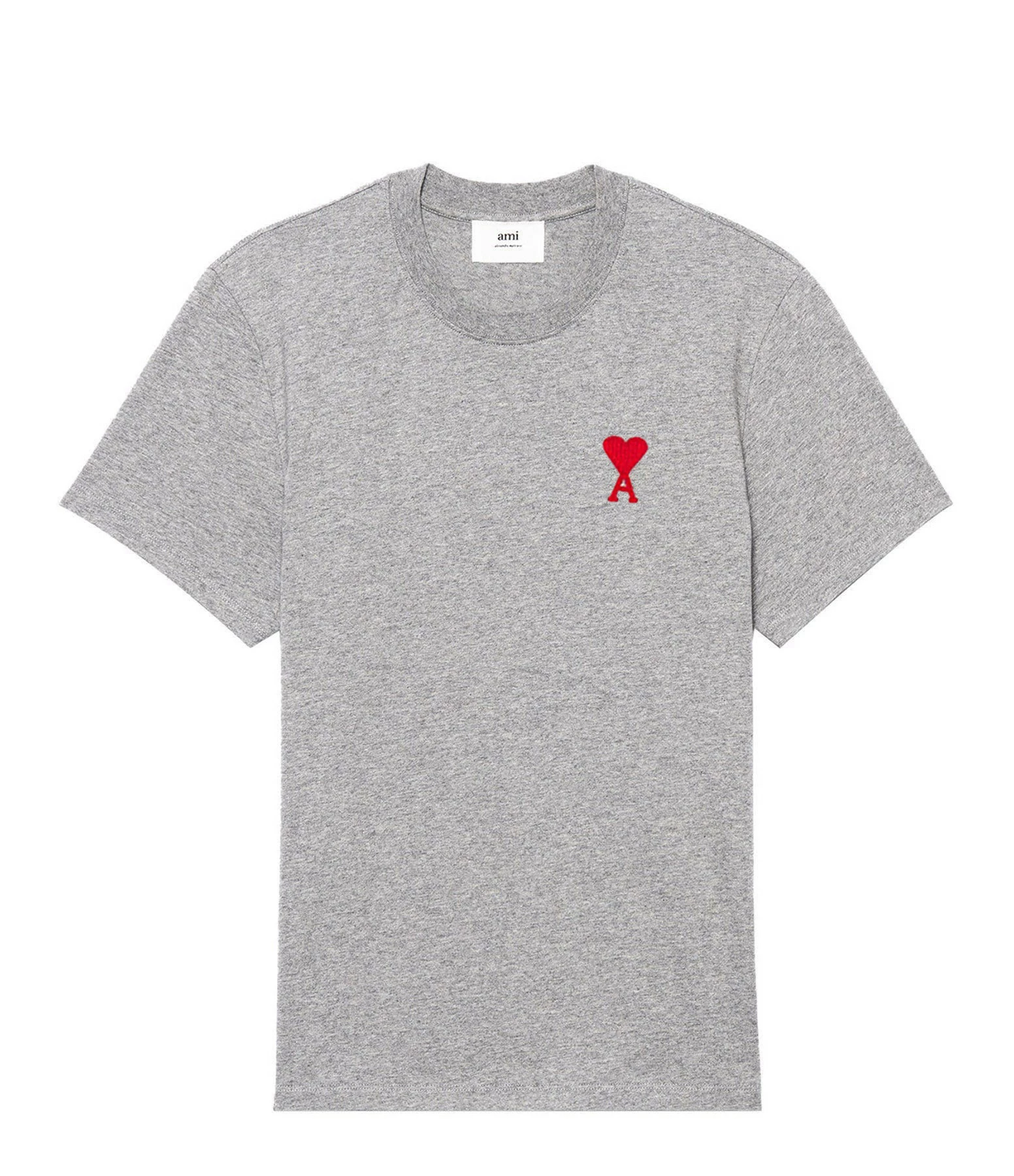 AMI Paris Tee-shirt Unisexe Ami De Cœur Coton Biologique Gris Chiné Rouge 1 AMI Paris Tee-shirt Unisexe Ami De Cœur Coton Biologique Gris Chiné Rouge