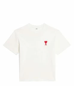 AMI Paris Tee-shirt Unisexe Ami De Cœur Coton Biologique Blanc Rouge
