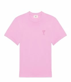 AMI Paris Tee-shirt Unisexe Ami De Cœur Coton Biologique Rose Bonbon