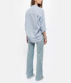 Vanessa Bruno Chemise Lidiane Coton Rayures Bleu -Majestic Filatures shop vbrun look20201223 89